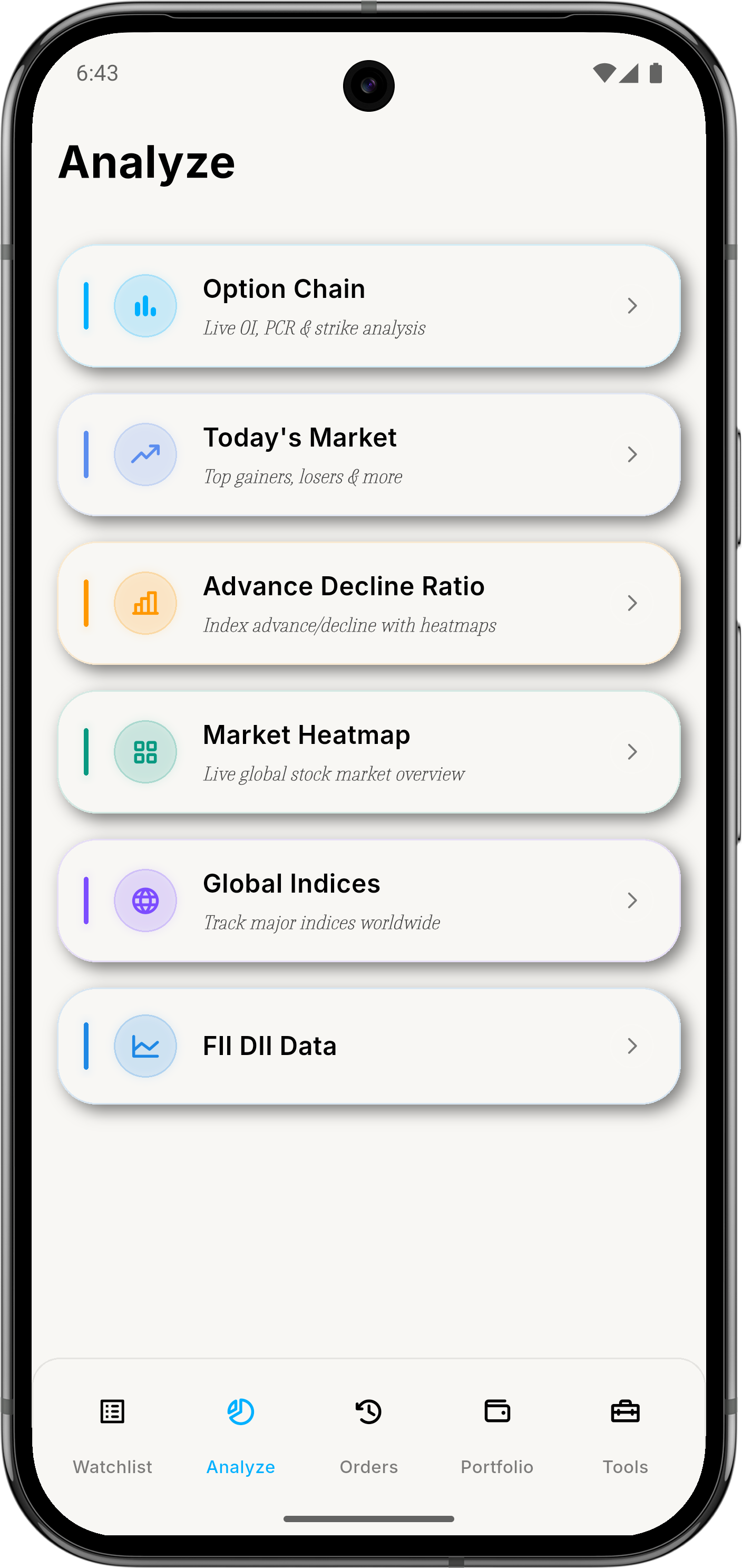 ZeroStake Analyze hub screen
